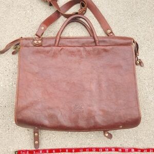 Brown Leather Men Women  Bag IL Bisonte Italian